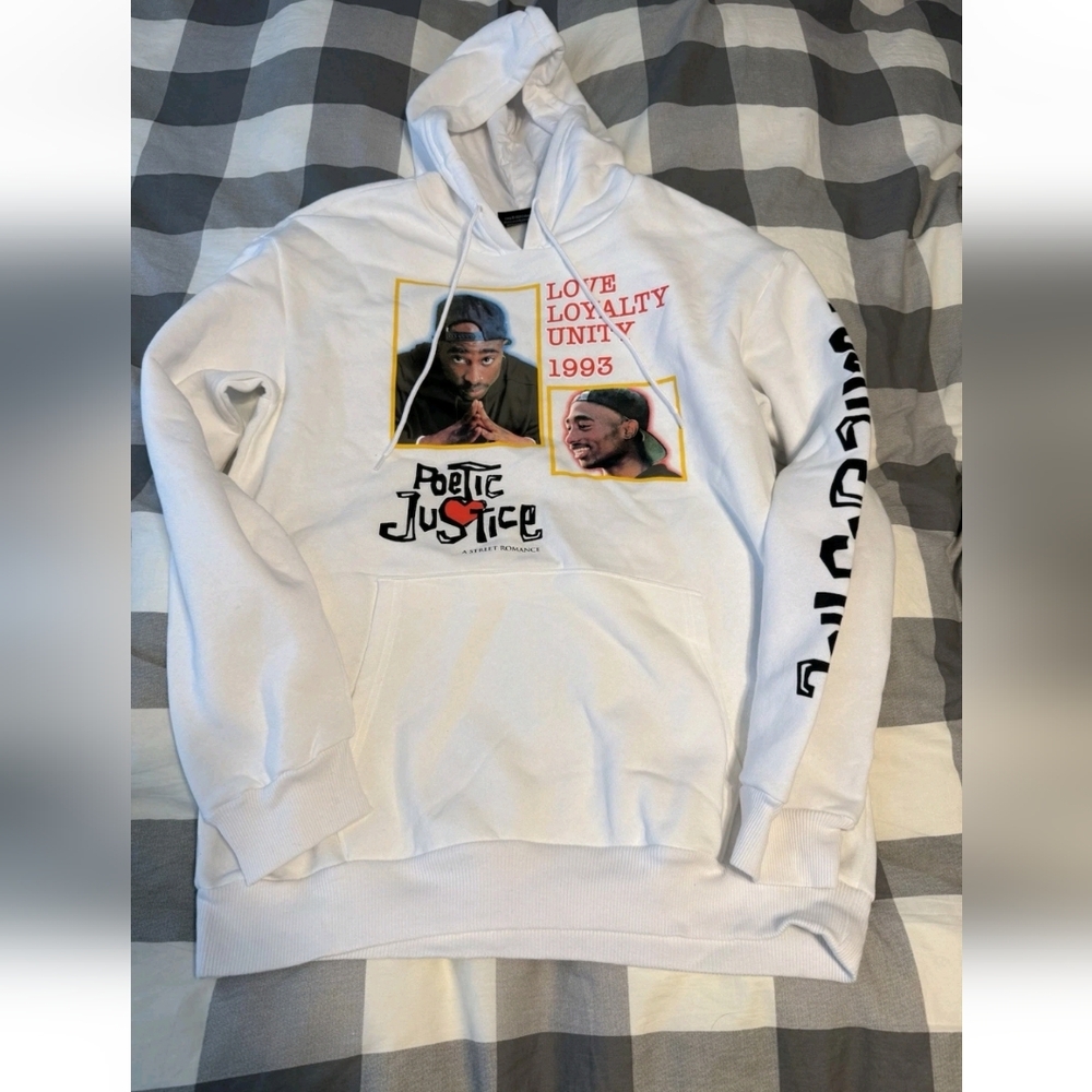 Poetic Justice Hoodie White Medium Tupac 1993 Love Loyalty Unity Hoodie
